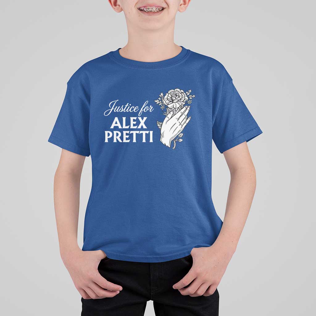 Justice for Alex Pretti Floral Memorial T Shirt For Kid Minneapolis Jan 24 2026 Tribute