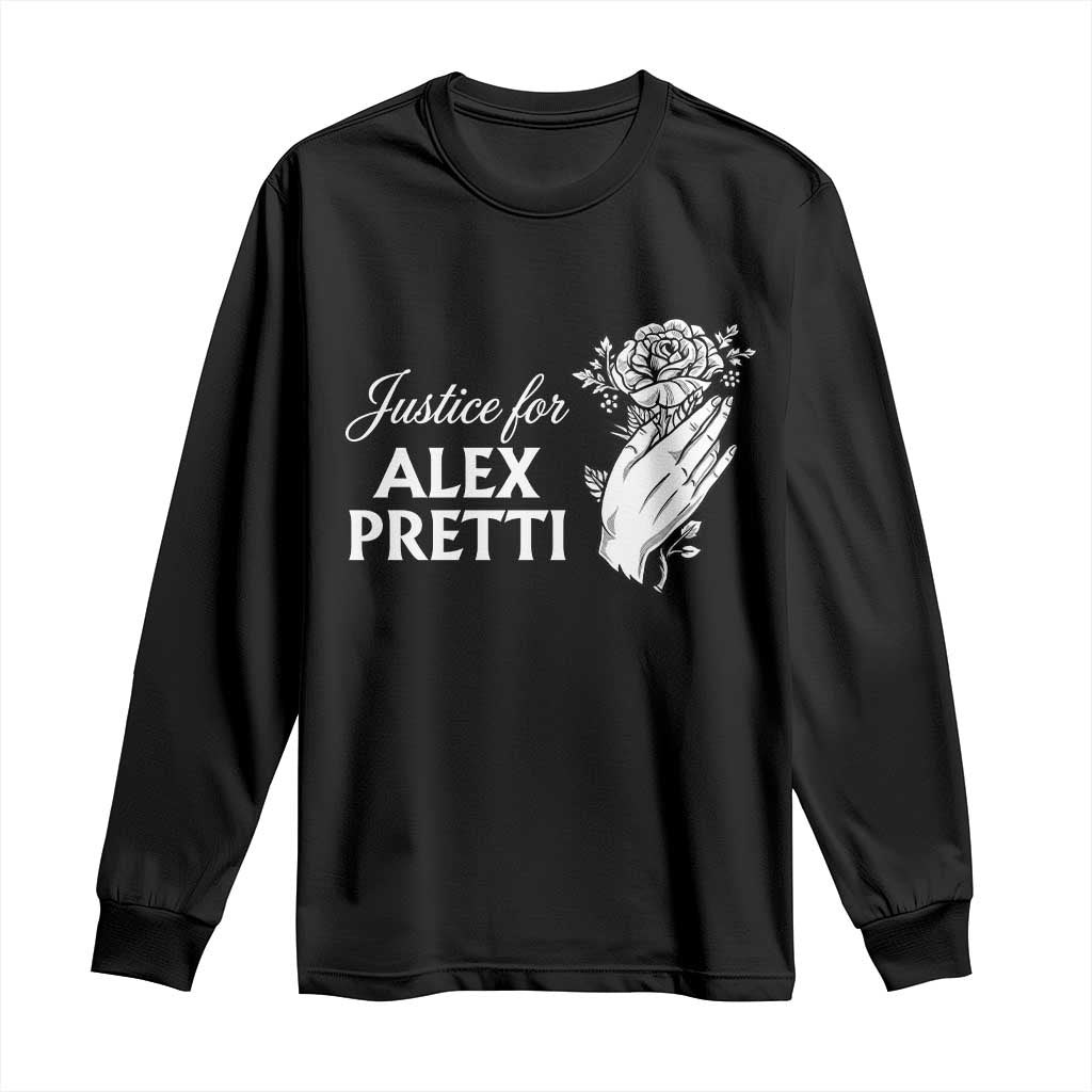 Justice for Alex Pretti Floral Memorial Long Sleeve Shirt Minneapolis Jan 24 2026 Tribute