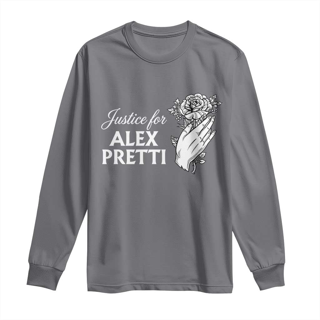 Justice for Alex Pretti Floral Memorial Long Sleeve Shirt Minneapolis Jan 24 2026 Tribute