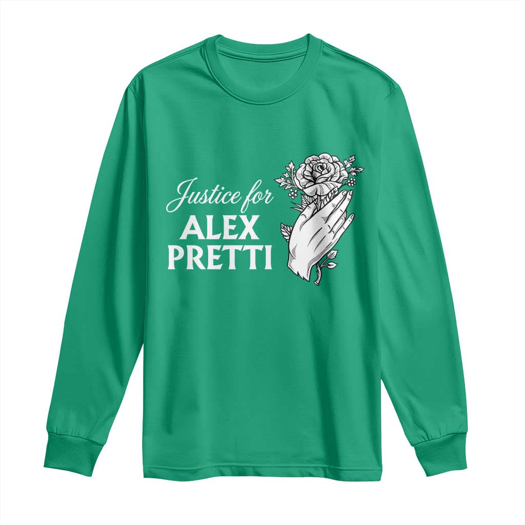 Justice for Alex Pretti Floral Memorial Long Sleeve Shirt Minneapolis Jan 24 2026 Tribute