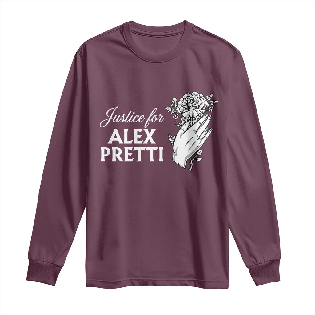 Justice for Alex Pretti Floral Memorial Long Sleeve Shirt Minneapolis Jan 24 2026 Tribute