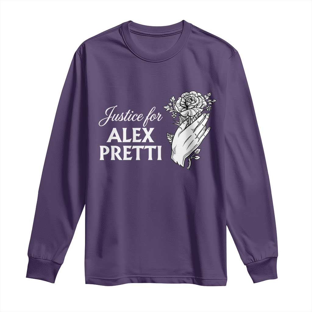 Justice for Alex Pretti Floral Memorial Long Sleeve Shirt Minneapolis Jan 24 2026 Tribute