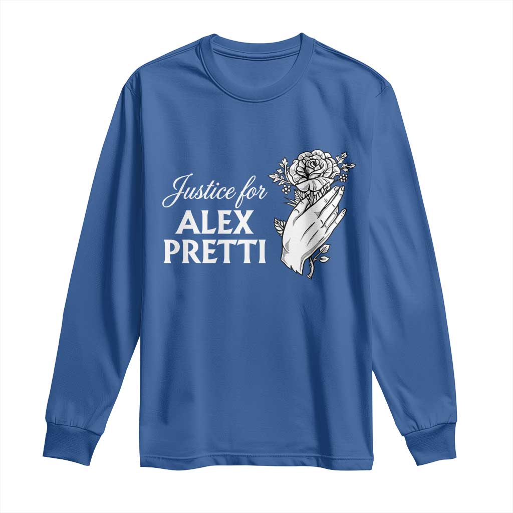 Justice for Alex Pretti Floral Memorial Long Sleeve Shirt Minneapolis Jan 24 2026 Tribute