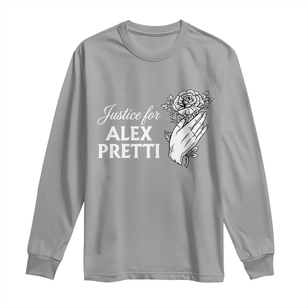 Justice for Alex Pretti Floral Memorial Long Sleeve Shirt Minneapolis Jan 24 2026 Tribute