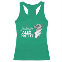 Justice for Alex Pretti Floral Memorial Racerback Tank Top Minneapolis Jan 24 2026 Tribute