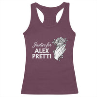 Justice for Alex Pretti Floral Memorial Racerback Tank Top Minneapolis Jan 24 2026 Tribute