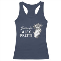 Justice for Alex Pretti Floral Memorial Racerback Tank Top Minneapolis Jan 24 2026 Tribute