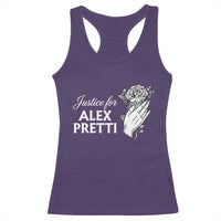 Justice for Alex Pretti Floral Memorial Racerback Tank Top Minneapolis Jan 24 2026 Tribute