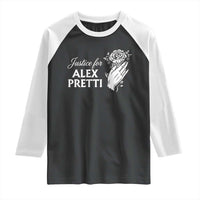 Justice for Alex Pretti Floral Memorial Raglan Shirt Minneapolis Jan 24 2026 Tribute