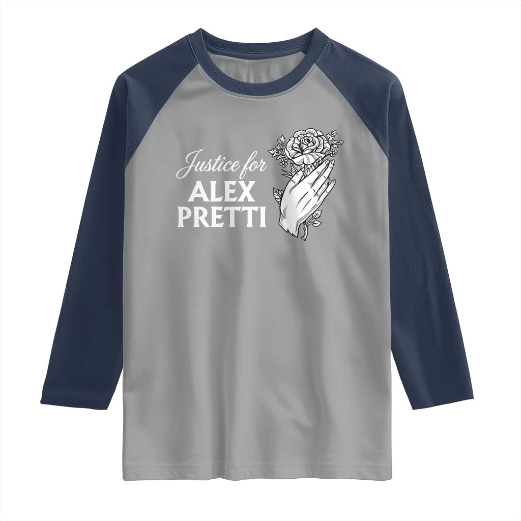 Justice for Alex Pretti Floral Memorial Raglan Shirt Minneapolis Jan 24 2026 Tribute