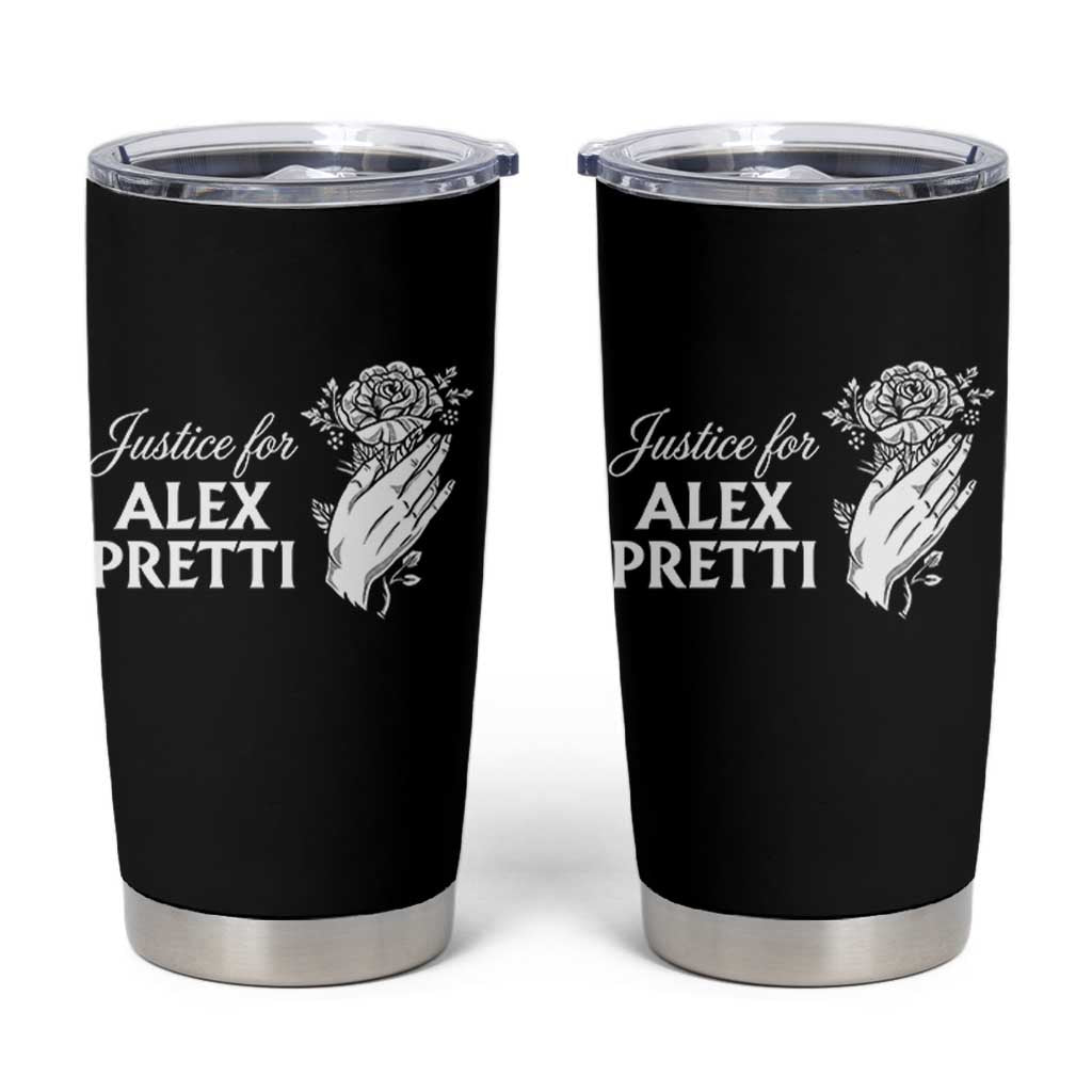 Justice for Alex Pretti Floral Memorial Tumbler Cup Minneapolis Jan 24 2026 Tribute