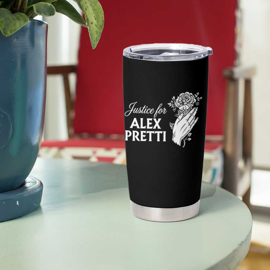 Justice for Alex Pretti Floral Memorial Tumbler Cup Minneapolis Jan 24 2026 Tribute