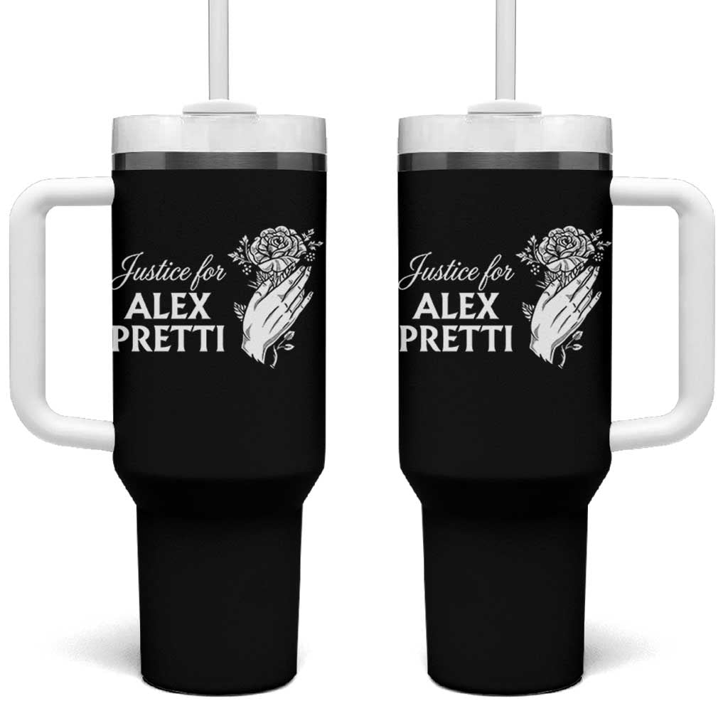 Justice for Alex Pretti Floral Memorial Tumbler With Handle Minneapolis Jan 24 2026 Tribute