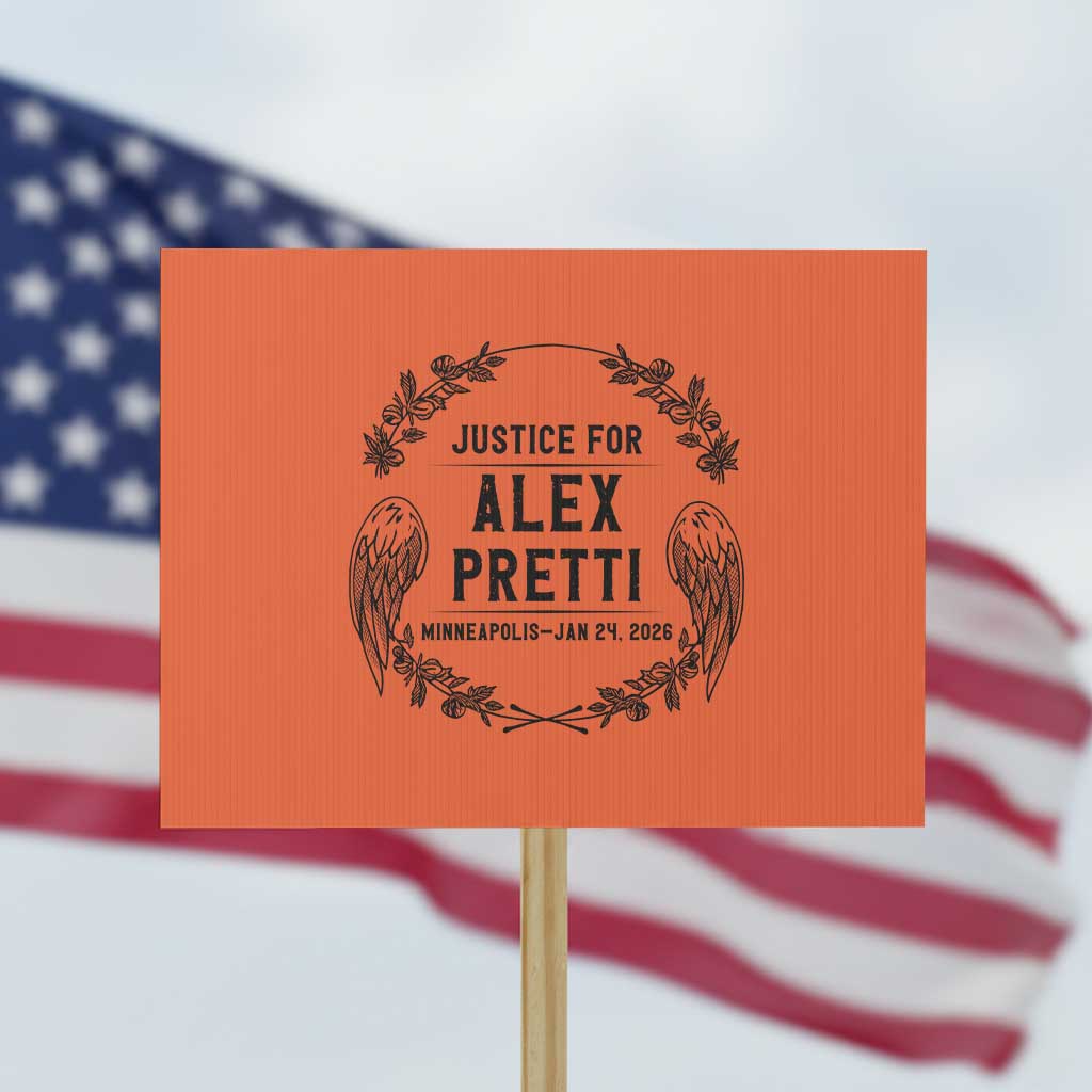 Justice for Alex Pretti Protest Sign Minneapolis January 24 2026 Tribute Memorial Wreath