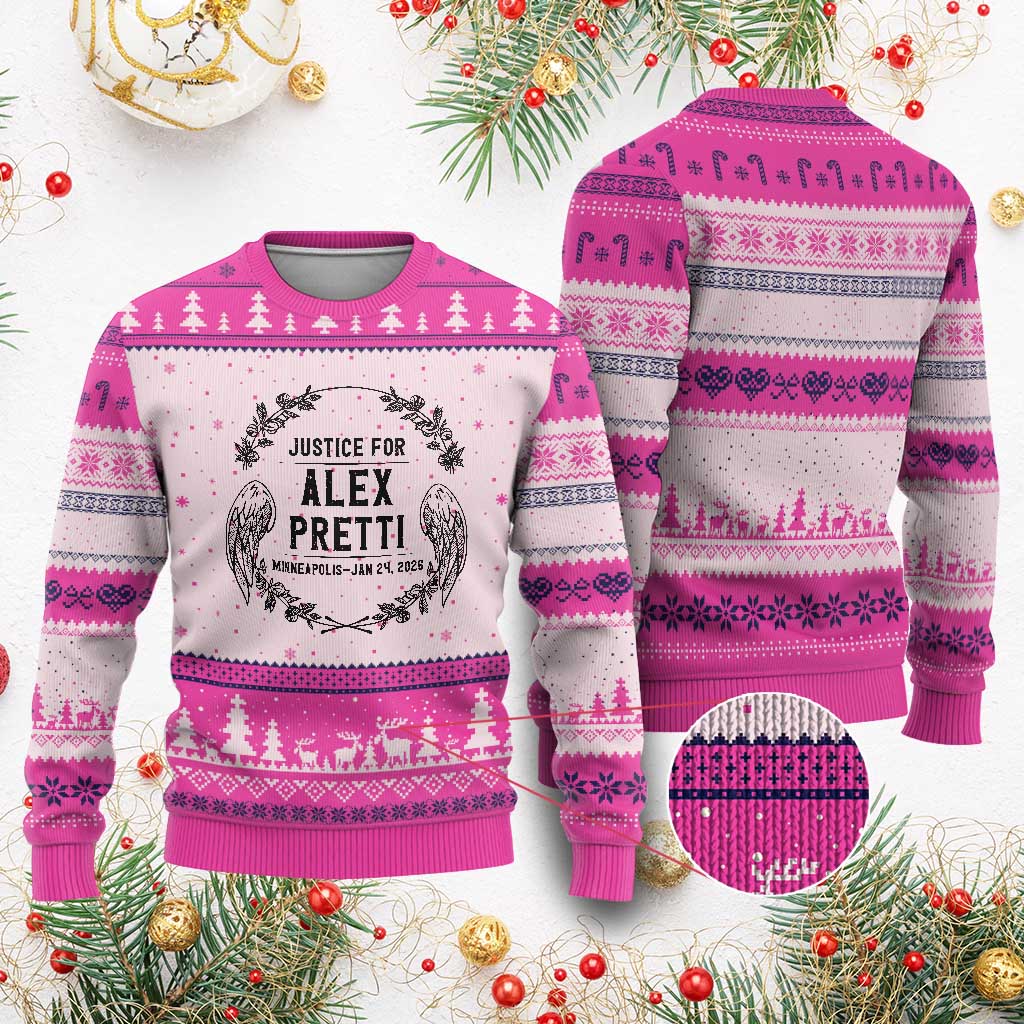 Justice for Alex Pretti Ugly Christmas Sweater Minneapolis January 24 2026 Tribute Memorial Wreath
