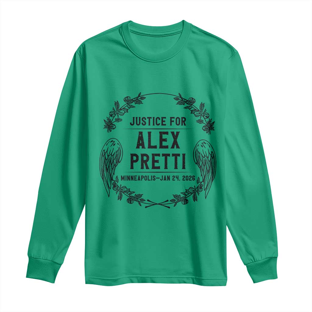 Justice for Alex Pretti Long Sleeve Shirt Minneapolis January 24 2026 Tribute Memorial Wreath