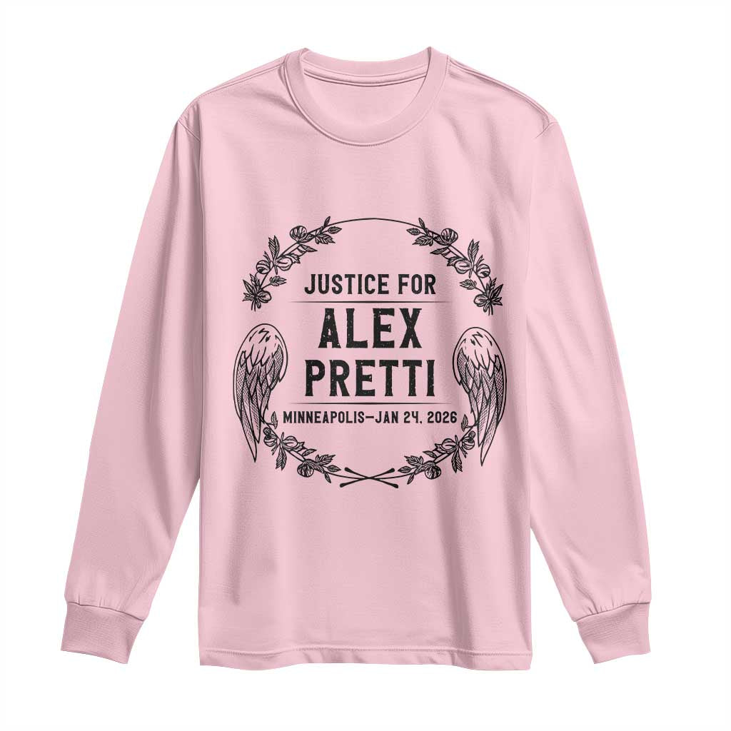 Justice for Alex Pretti Long Sleeve Shirt Minneapolis January 24 2026 Tribute Memorial Wreath