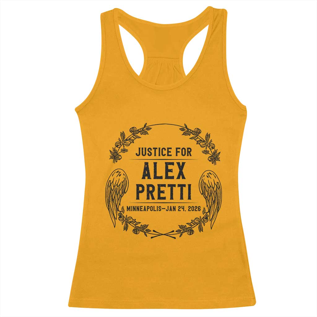 Justice for Alex Pretti Racerback Tank Top Minneapolis January 24 2026 Tribute Memorial Wreath