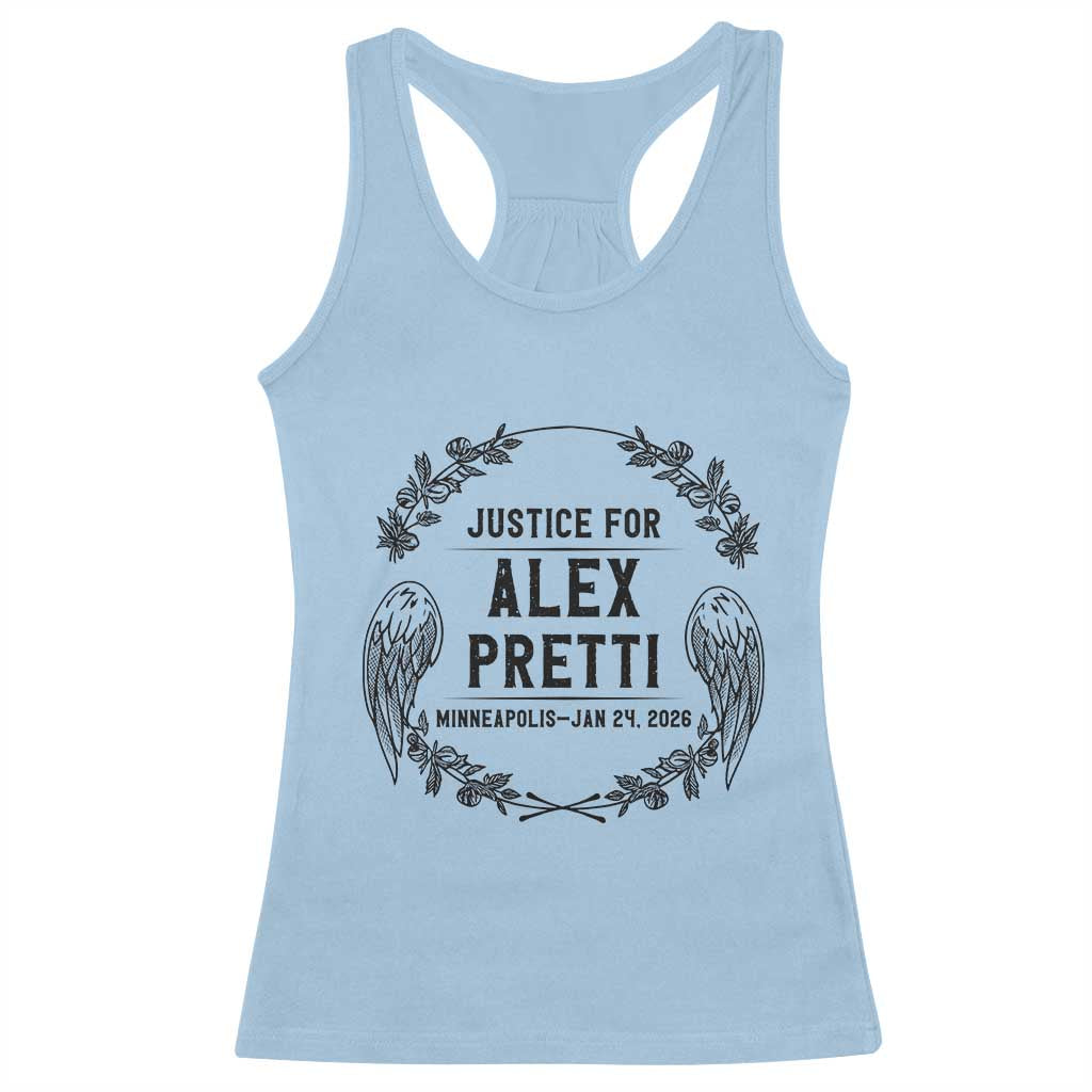 Justice for Alex Pretti Racerback Tank Top Minneapolis January 24 2026 Tribute Memorial Wreath