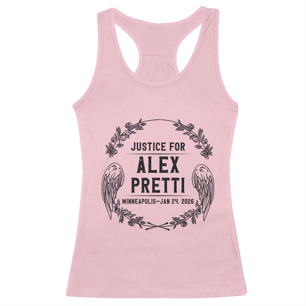 Justice for Alex Pretti Racerback Tank Top Minneapolis January 24 2026 Tribute Memorial Wreath