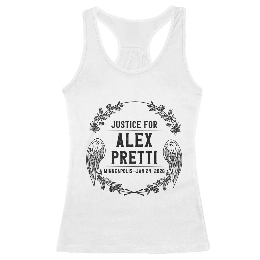 Justice for Alex Pretti Racerback Tank Top Minneapolis January 24 2026 Tribute Memorial Wreath
