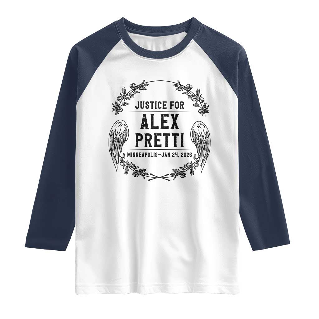 Justice for Alex Pretti Raglan Shirt Minneapolis January 24 2026 Tribute Memorial Wreath