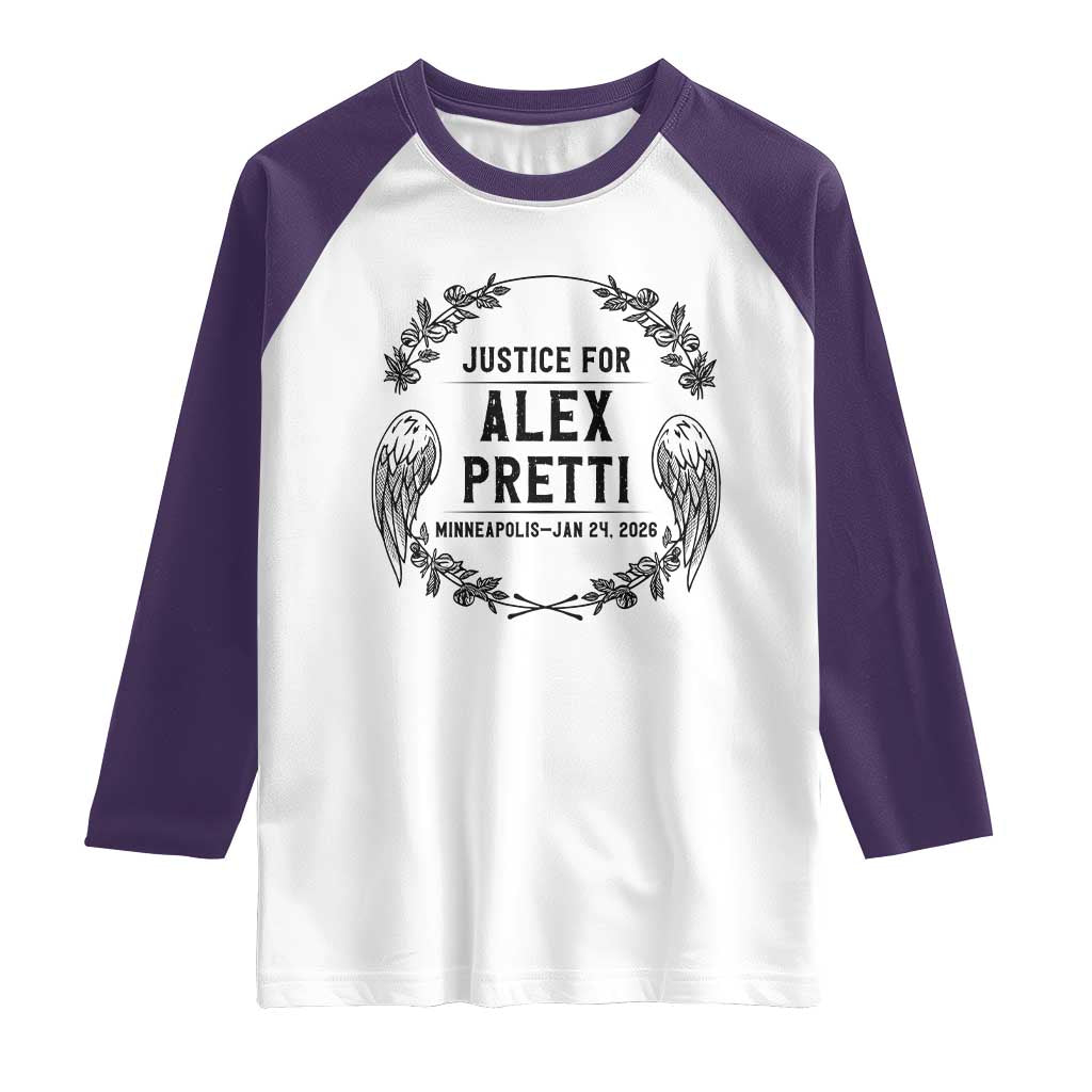 Justice for Alex Pretti Raglan Shirt Minneapolis January 24 2026 Tribute Memorial Wreath