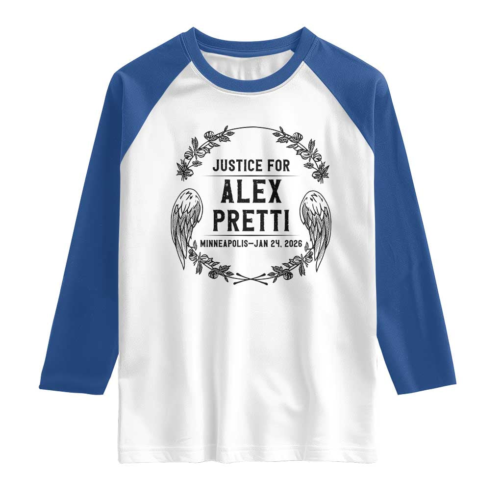 Justice for Alex Pretti Raglan Shirt Minneapolis January 24 2026 Tribute Memorial Wreath