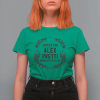 Justice for Alex Pretti T Shirt For Women Minneapolis January 24 2026 Tribute Memorial Wreath