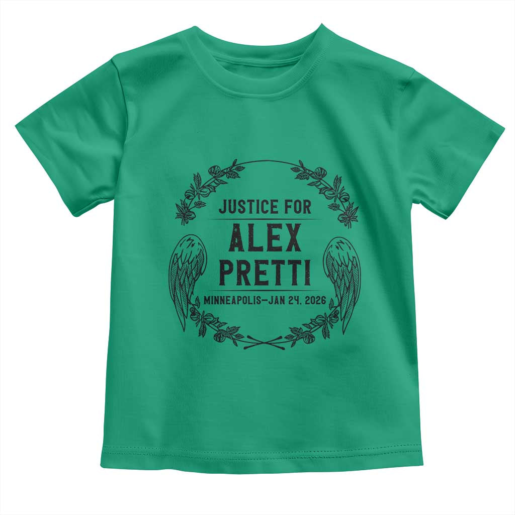 Justice for Alex Pretti Toddler T Shirt Minneapolis January 24 2026 Tribute Memorial Wreath