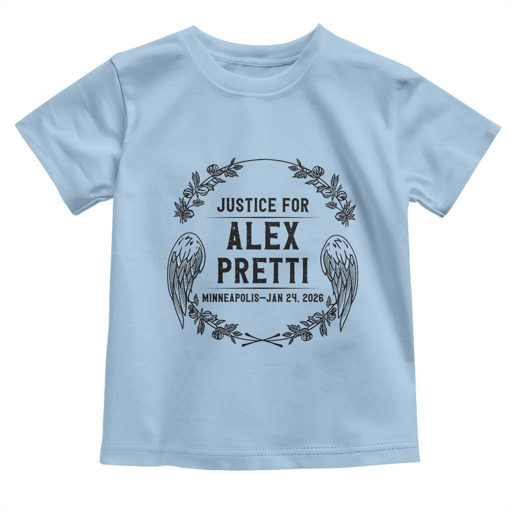 Justice for Alex Pretti Toddler T Shirt Minneapolis January 24 2026 Tribute Memorial Wreath