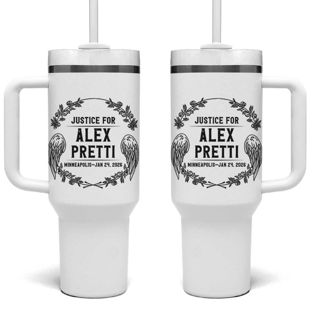 Justice for Alex Pretti Tumbler With Handle Minneapolis January 24 2026 Tribute Memorial Wreath