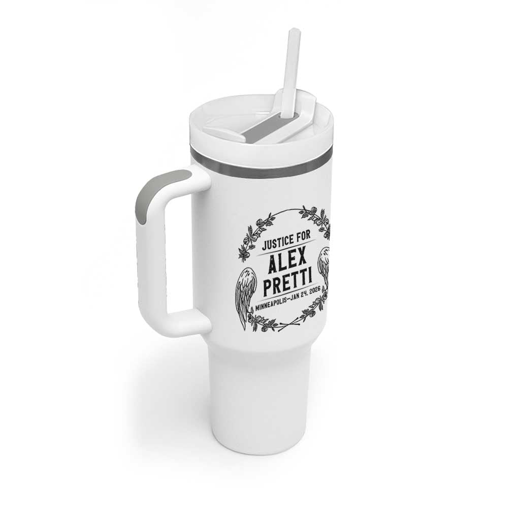 Justice for Alex Pretti Tumbler With Handle Minneapolis January 24 2026 Tribute Memorial Wreath