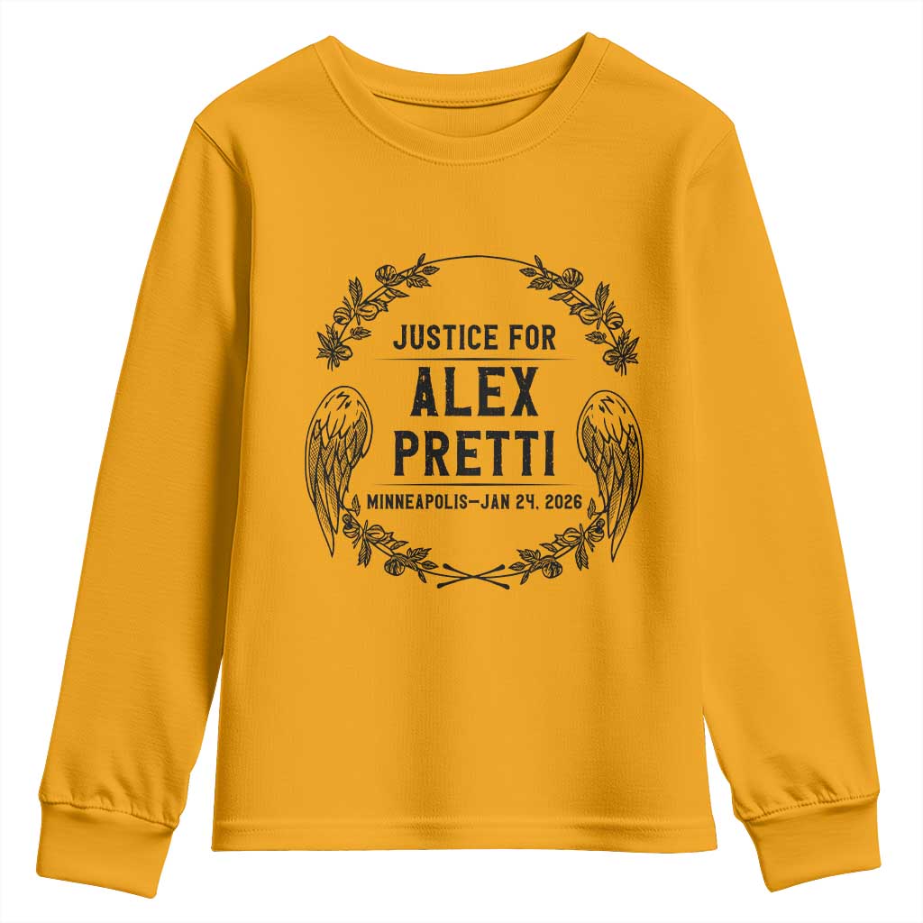 Justice for Alex Pretti Youth Sweatshirt Minneapolis January 24 2026 Tribute Memorial Wreath