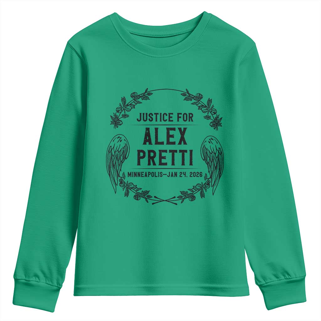 Justice for Alex Pretti Youth Sweatshirt Minneapolis January 24 2026 Tribute Memorial Wreath