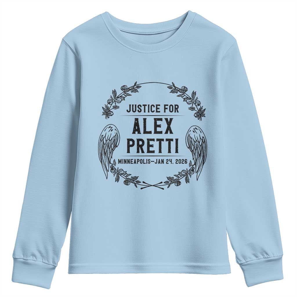 Justice for Alex Pretti Youth Sweatshirt Minneapolis January 24 2026 Tribute Memorial Wreath