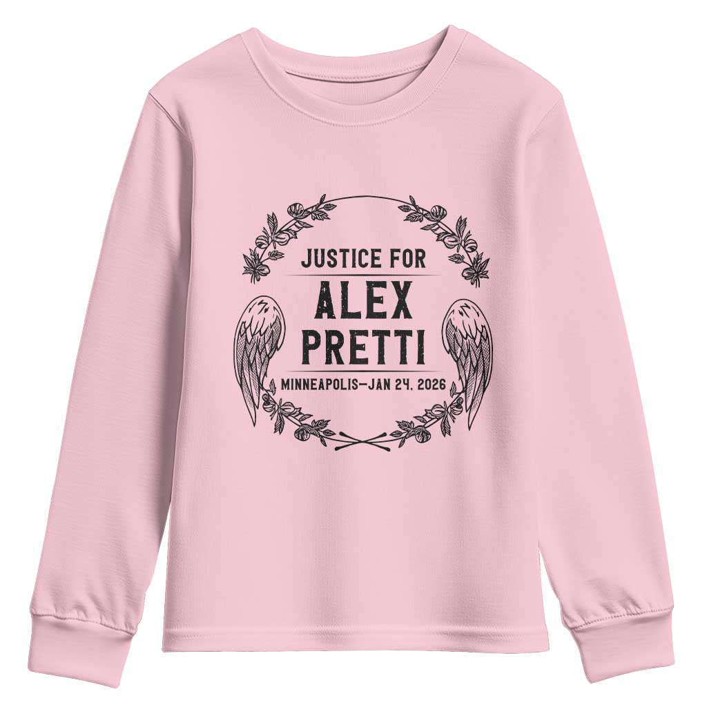 Justice for Alex Pretti Youth Sweatshirt Minneapolis January 24 2026 Tribute Memorial Wreath