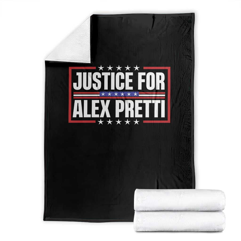 Justice for Alex Pretti Patriotic Throw Blanket Minneapolis Jan 24 2026 Memorial Red White and Blue