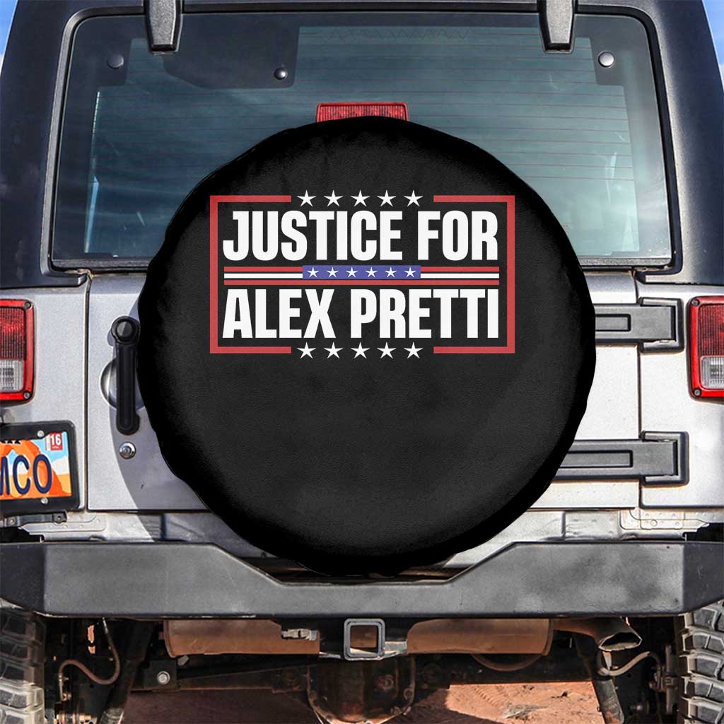 Justice for Alex Pretti Patriotic Spare Tire Cover Minneapolis Jan 24 2026 Memorial Red White and Blue