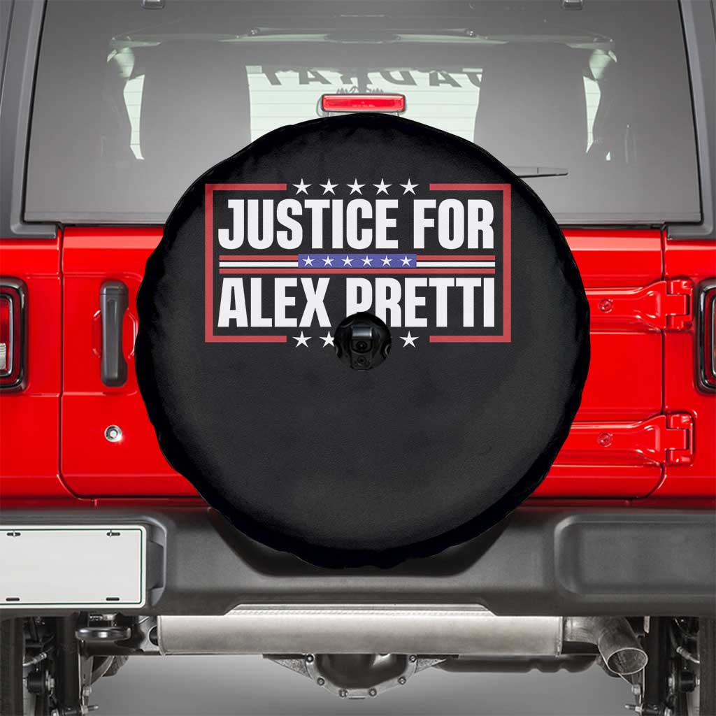 Justice for Alex Pretti Patriotic Spare Tire Cover Minneapolis Jan 24 2026 Memorial Red White and Blue