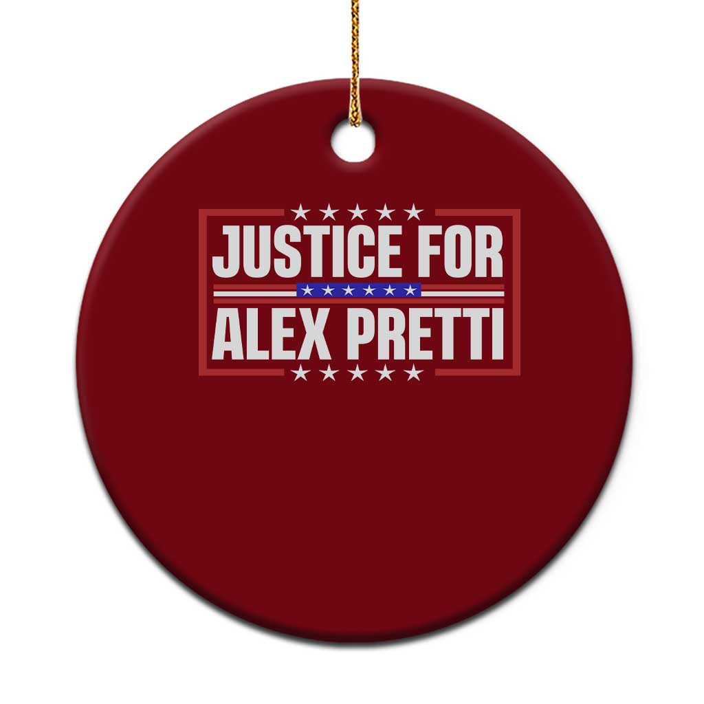 Justice for Alex Pretti Patriotic Ceramic Ornament Minneapolis Jan 24 2026 Memorial Red White and Blue