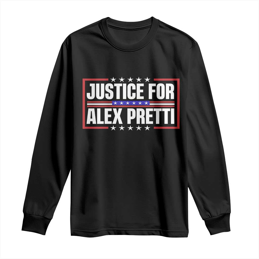 Justice for Alex Pretti Patriotic Long Sleeve Shirt Minneapolis Jan 24 2026 Memorial Red White and Blue