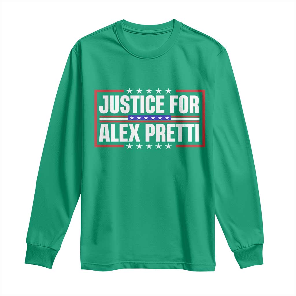 Justice for Alex Pretti Patriotic Long Sleeve Shirt Minneapolis Jan 24 2026 Memorial Red White and Blue