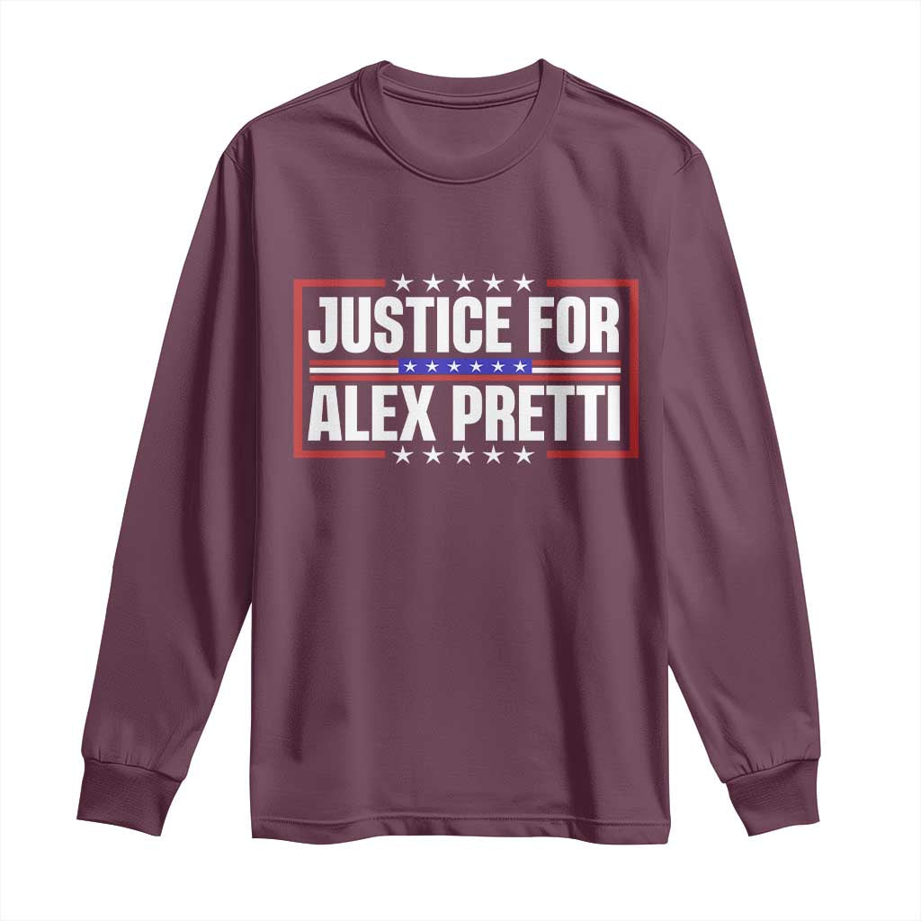 Justice for Alex Pretti Patriotic Long Sleeve Shirt Minneapolis Jan 24 2026 Memorial Red White and Blue