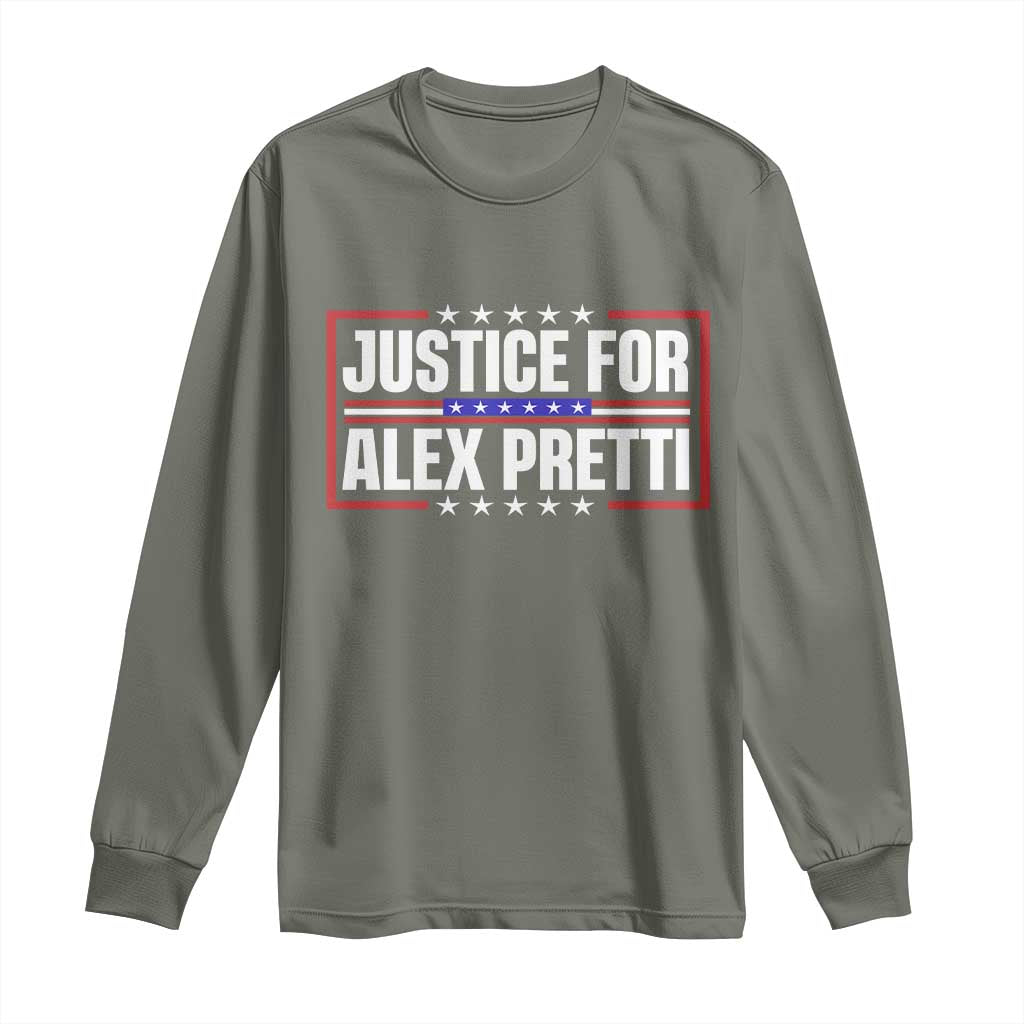 Justice for Alex Pretti Patriotic Long Sleeve Shirt Minneapolis Jan 24 2026 Memorial Red White and Blue