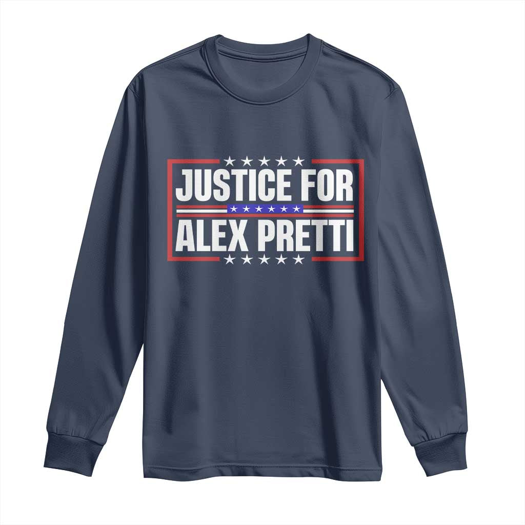 Justice for Alex Pretti Patriotic Long Sleeve Shirt Minneapolis Jan 24 2026 Memorial Red White and Blue