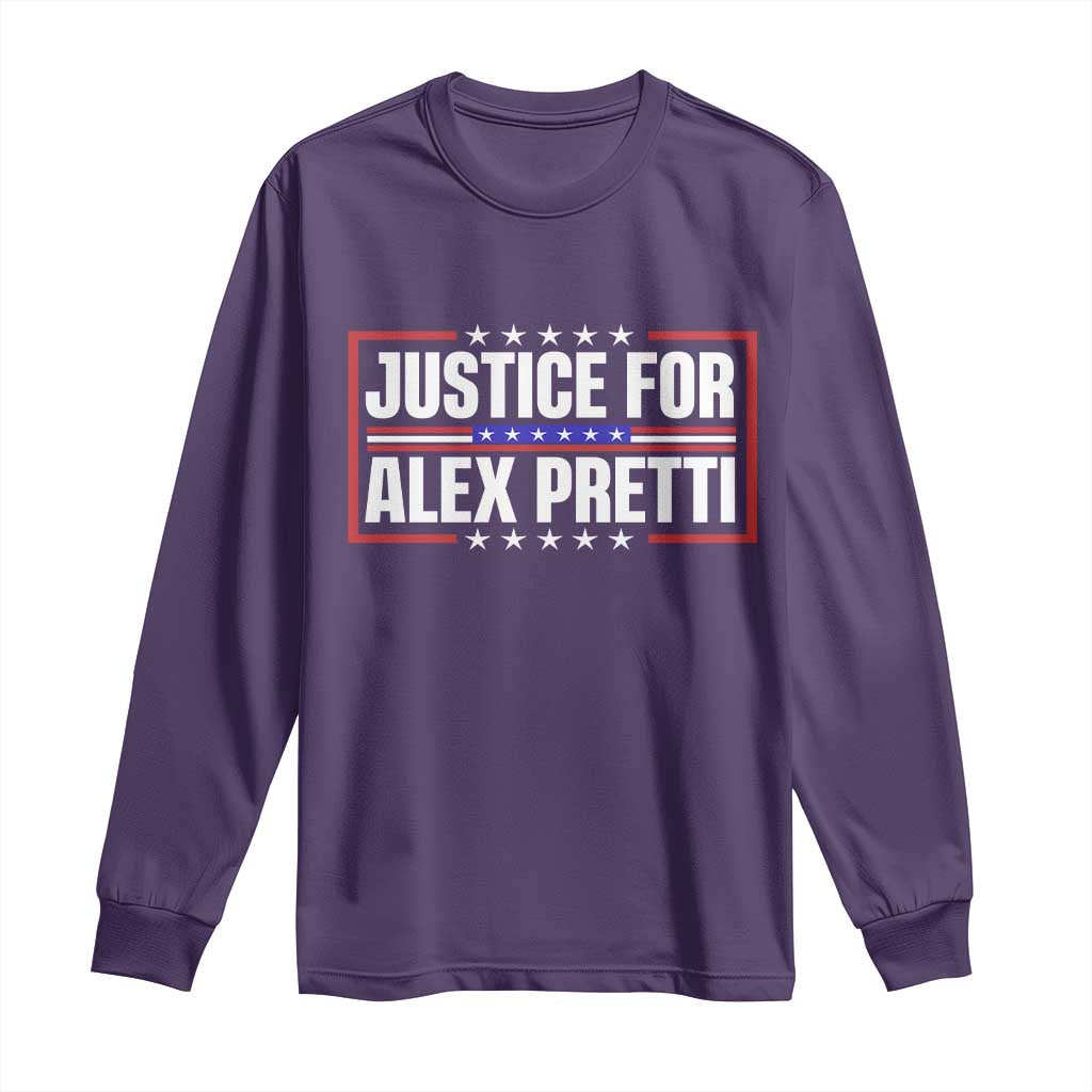 Justice for Alex Pretti Patriotic Long Sleeve Shirt Minneapolis Jan 24 2026 Memorial Red White and Blue