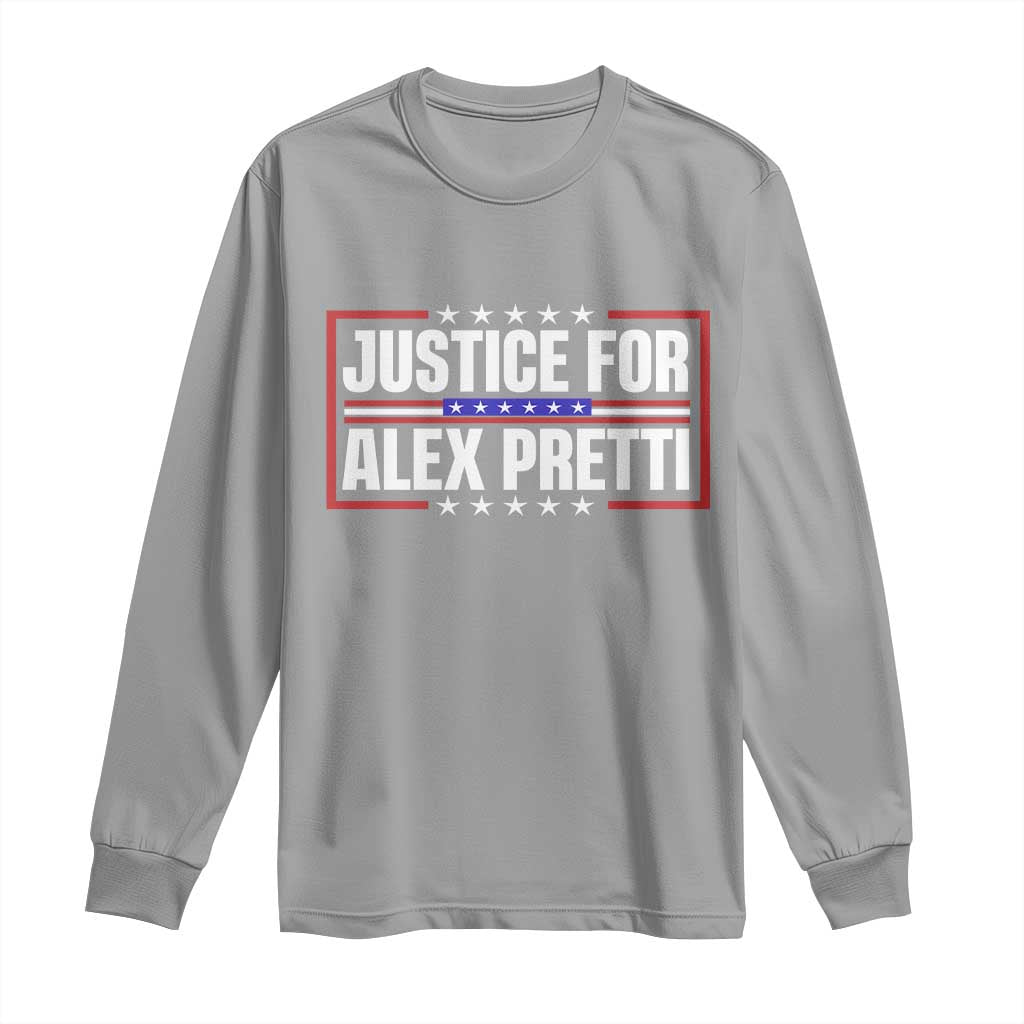 Justice for Alex Pretti Patriotic Long Sleeve Shirt Minneapolis Jan 24 2026 Memorial Red White and Blue