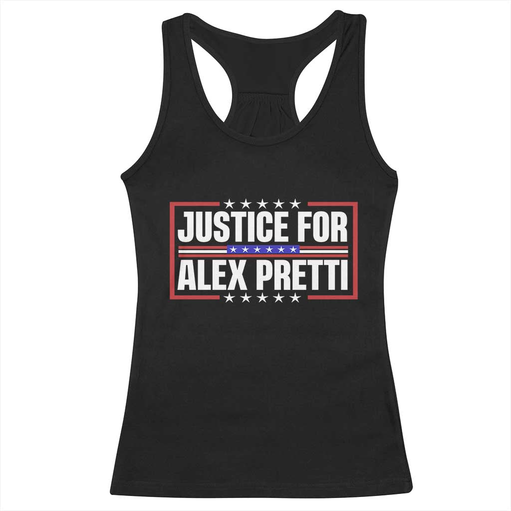 Justice for Alex Pretti Patriotic Racerback Tank Top Minneapolis Jan 24 2026 Memorial Red White and Blue