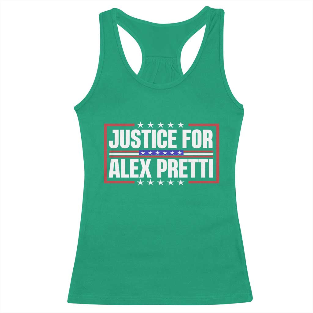 Justice for Alex Pretti Patriotic Racerback Tank Top Minneapolis Jan 24 2026 Memorial Red White and Blue